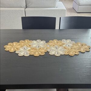 Gold and Silver Floral Table Runner